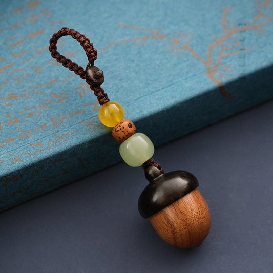 Creative Acorn Keychain Pendant Sandalwood Small Pine Cone Personality Hanging Bag Ornament