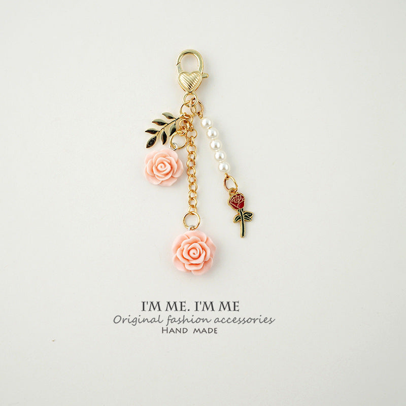 Fashion Rose With Camellia Pendant Alloy Key Chain