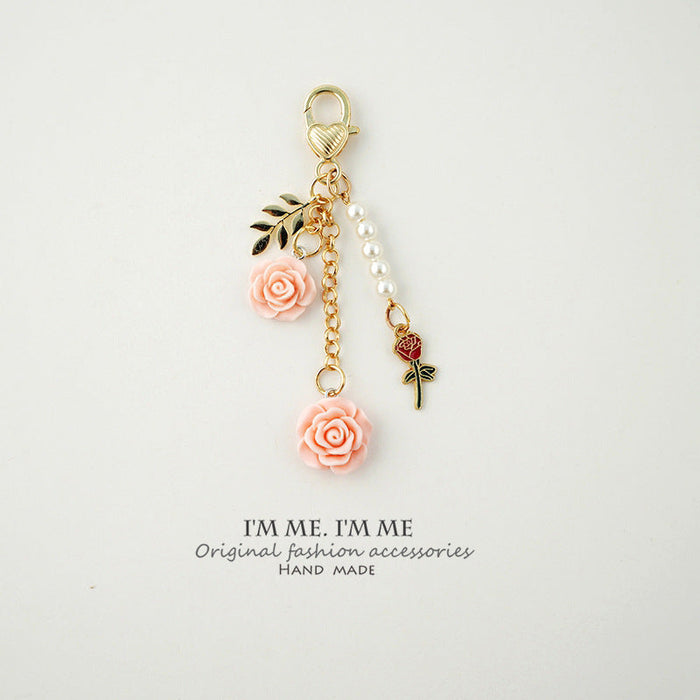 Fashion Rose With Camellia Pendant Alloy Key Chain
