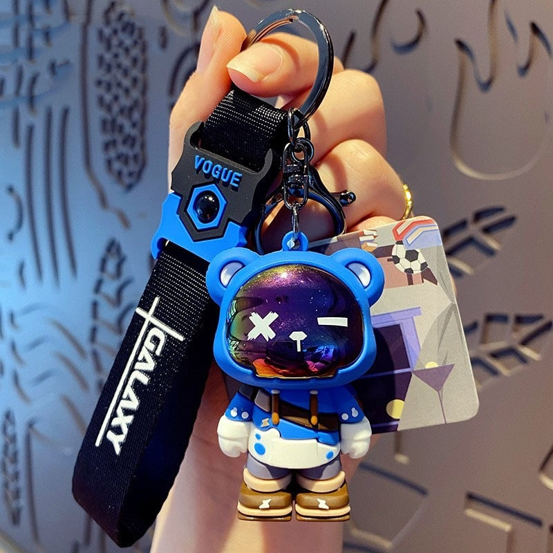 Creative Cool Bear Keychain Fashion Cartoon Drop Glue Doll Backpack Pendant