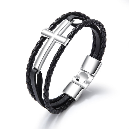 High Quality Leather - Cross Bracelet