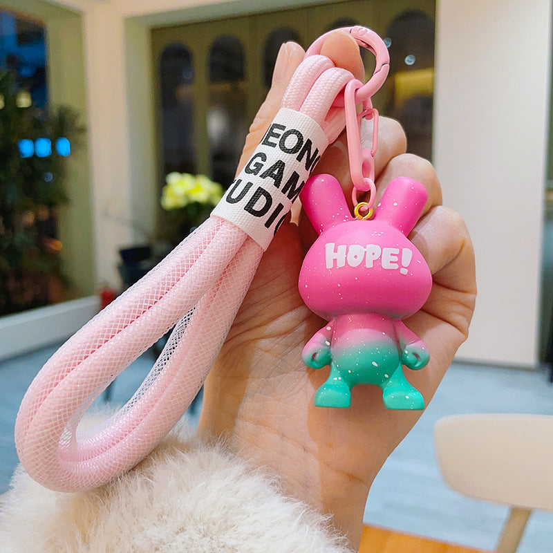 Creative Resin Figure HOPE Gradient Rabbit Keychain Car Keychain Package Pendant