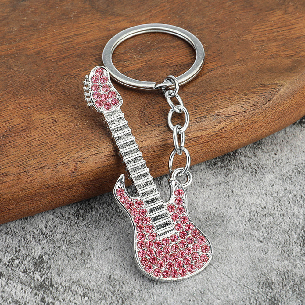 Color Guitar Keychain Metal Creative Car Keychain Small Gift Pendant