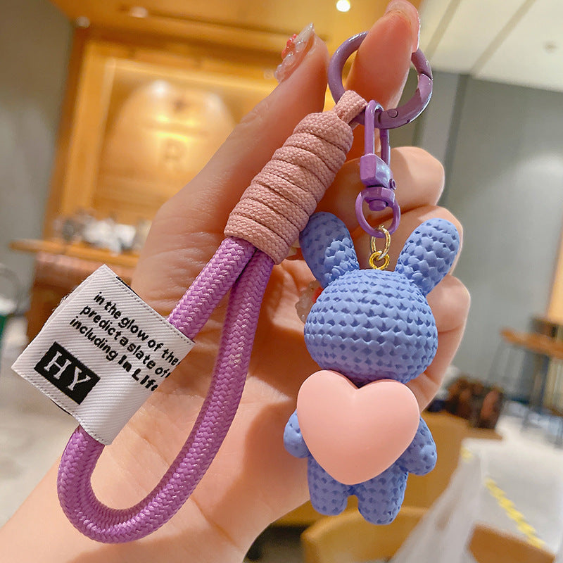 Resin Heart Rabbit Keychain Cute Trend Fashion Keychain Couple Bag Pendant