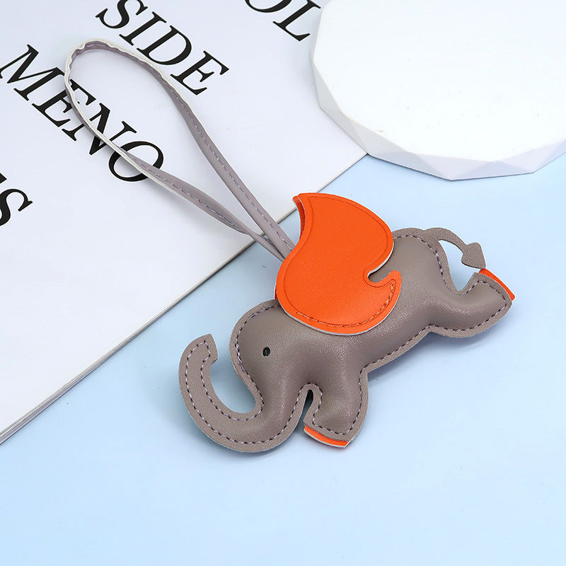 Cutie Elephant Key Chain Leather Small Pegasus Hanging Ornament Car Pendant