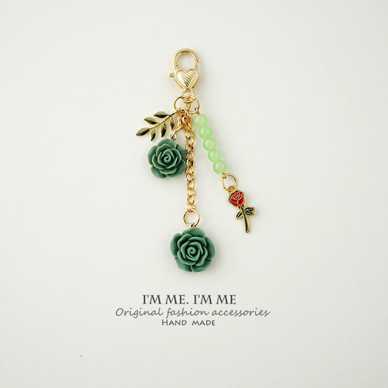 Fashion Rose With Camellia Pendant Alloy Key Chain