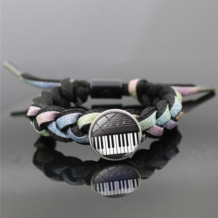 Music piano symbol creative black and white reflective rope hand strap