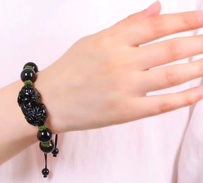 Fortune Rainbow Eye Obsidian PiXiu Bracelet