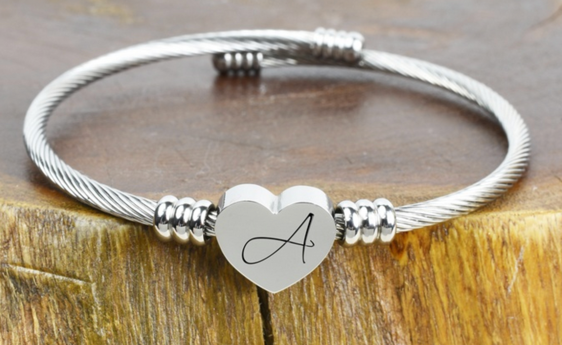 Unique Engraved Heart Charm Bracelet-Limited Edition