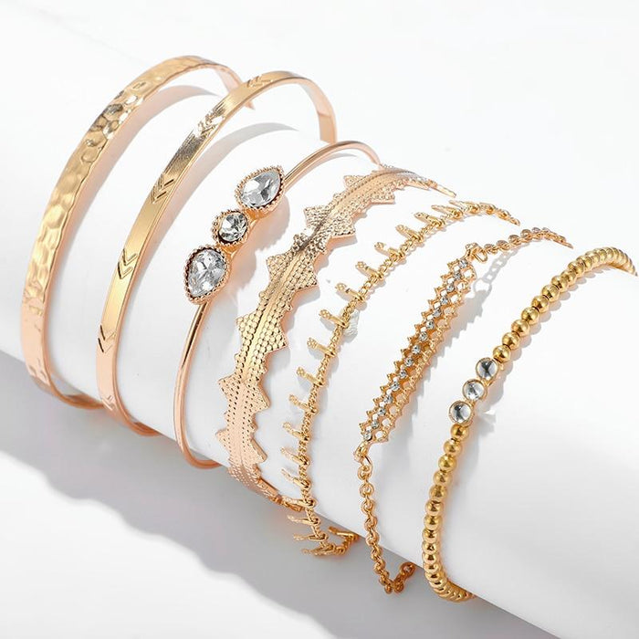 Tocona Bohemian Gold Tassel Bracelets for Women Summer Shell Clear Crystal Stone Pineapple Geometric Heart Bangle Jewelry