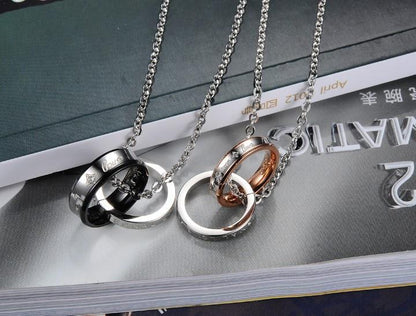 "Forever Love" Brand Couple Necklace Set Stainless Steel Lovers Promise Jewelry