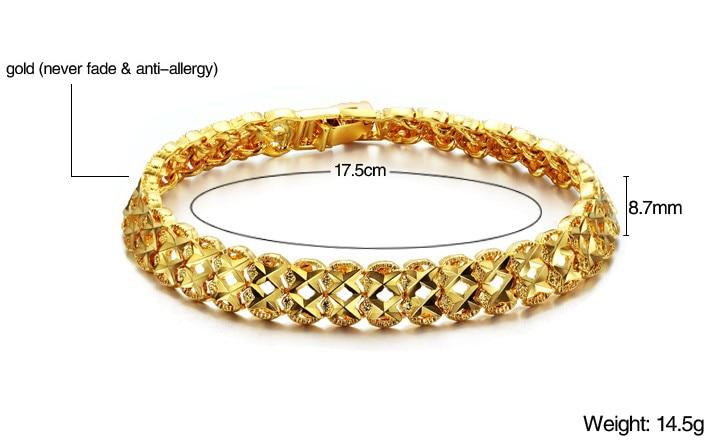 JEWELRY Gold Color Leisure Bracelet For Men/ Women  Selling Gold Color Bracelet 8.7mm