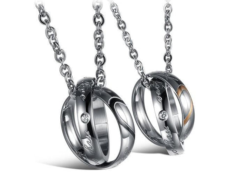 Half Heart Puzzle Couple Necklaces Romantic Black/Gold Color Stainless Steel Women Men Pendant Jewelry