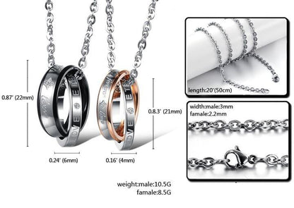 "Forever Love" Brand Couple Necklace Set Stainless Steel Lovers Promise Jewelry