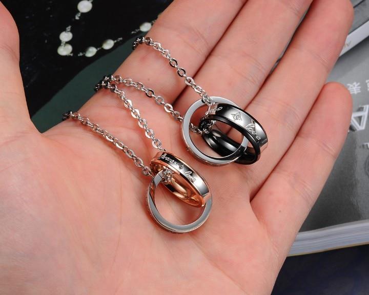 "Forever Love" Brand Couple Necklace Set Stainless Steel Lovers Promise Jewelry