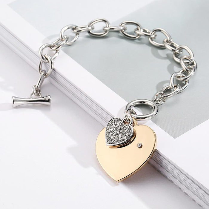 Gold Heart Charm Chain Bracelet