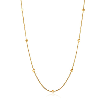 Women Chain Link Necklace Rose Gold/ Gold Minimalist Design Bead Clavicle Chain Stainless Steel Geometric Fashion