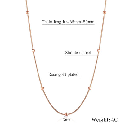 Women Chain Link Necklace Rose Gold/ Gold Minimalist Design Bead Clavicle Chain Stainless Steel Geometric Fashion