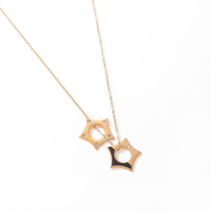 Women Chain Necklace Rose Gold Hexagram Clavicle Chain Stainless Steel Design  Necklaces Fashion Jewelry