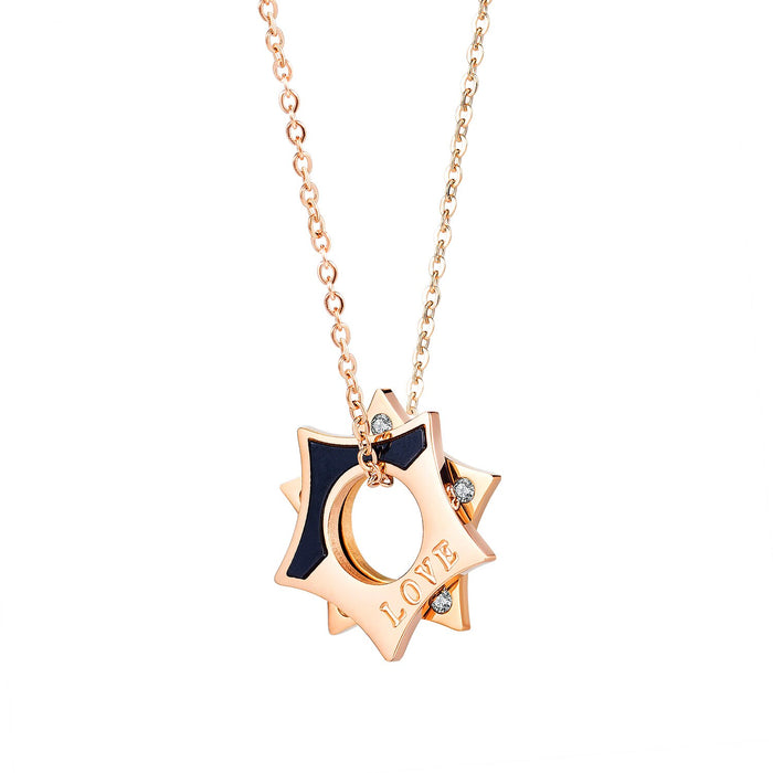 Women Chain Necklace Rose Gold Hexagram Clavicle Chain Stainless Steel Design  Necklaces Fashion Jewelry