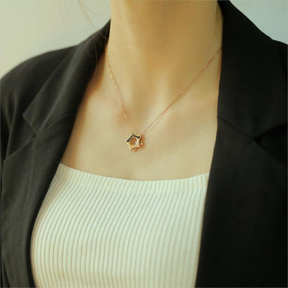 Women Chain Necklace Rose Gold Hexagram Clavicle Chain Stainless Steel Design  Necklaces Fashion Jewelry