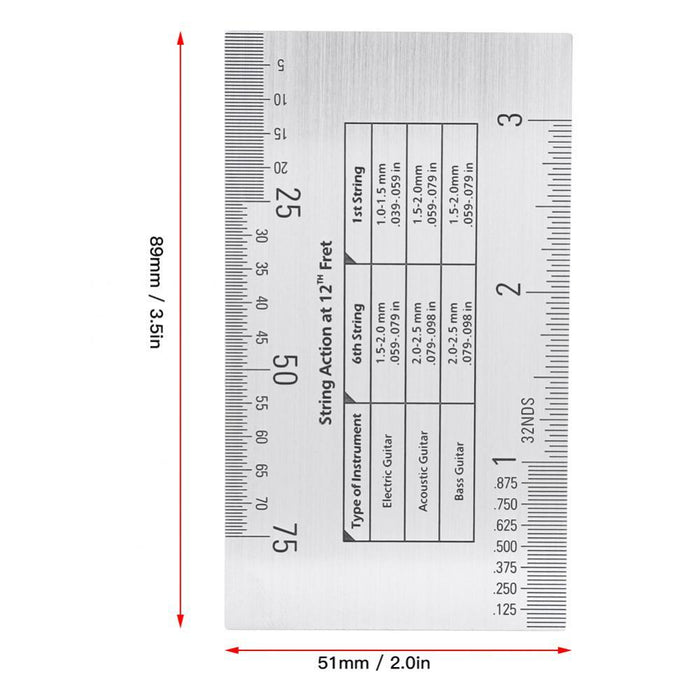 Stainless Steel String Action Ruler