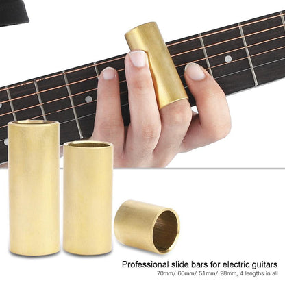 4pcs Electric Guitar Finger String Slide Bar Slider Accessories Brass Color