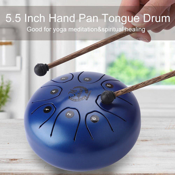 Perfect Quality Hand Pan Handpan Tongue Tank Drum 5.5 Inch Percussion(Blue)