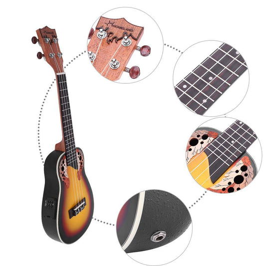 24 Inch EQ Concert Ukulele with Storage Bag Strap Audio Cable