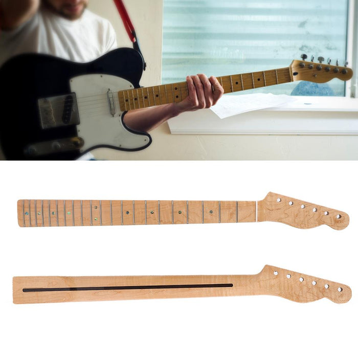 21 Fret Curly Maple Guitar Neck Abalone Shell Dots for TL Telecaster Parts Natural Wood Color