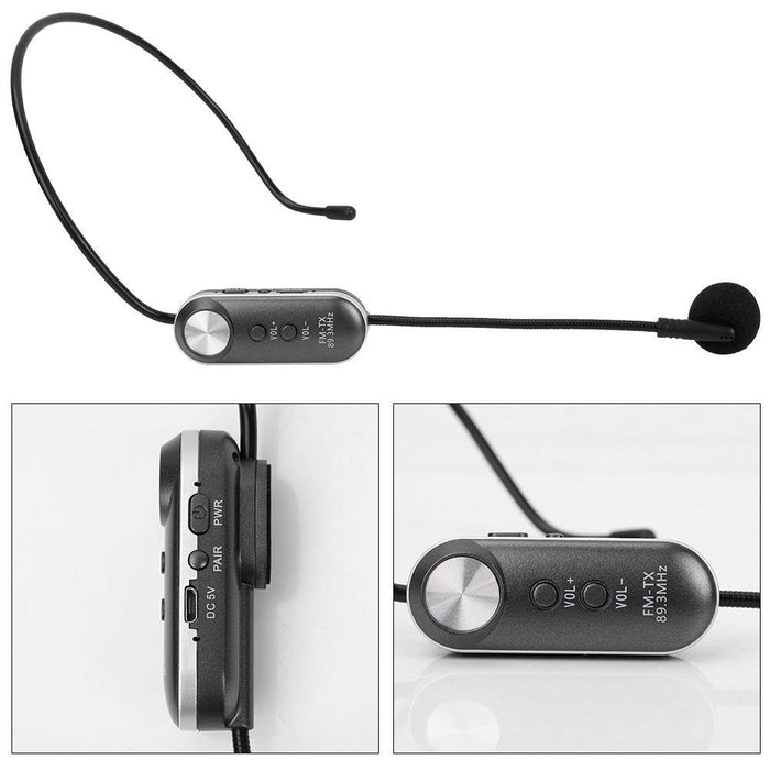 Wireless FM Audio Mic Set Rechargeable Headset Handheld Microphone for Voice Amplifier