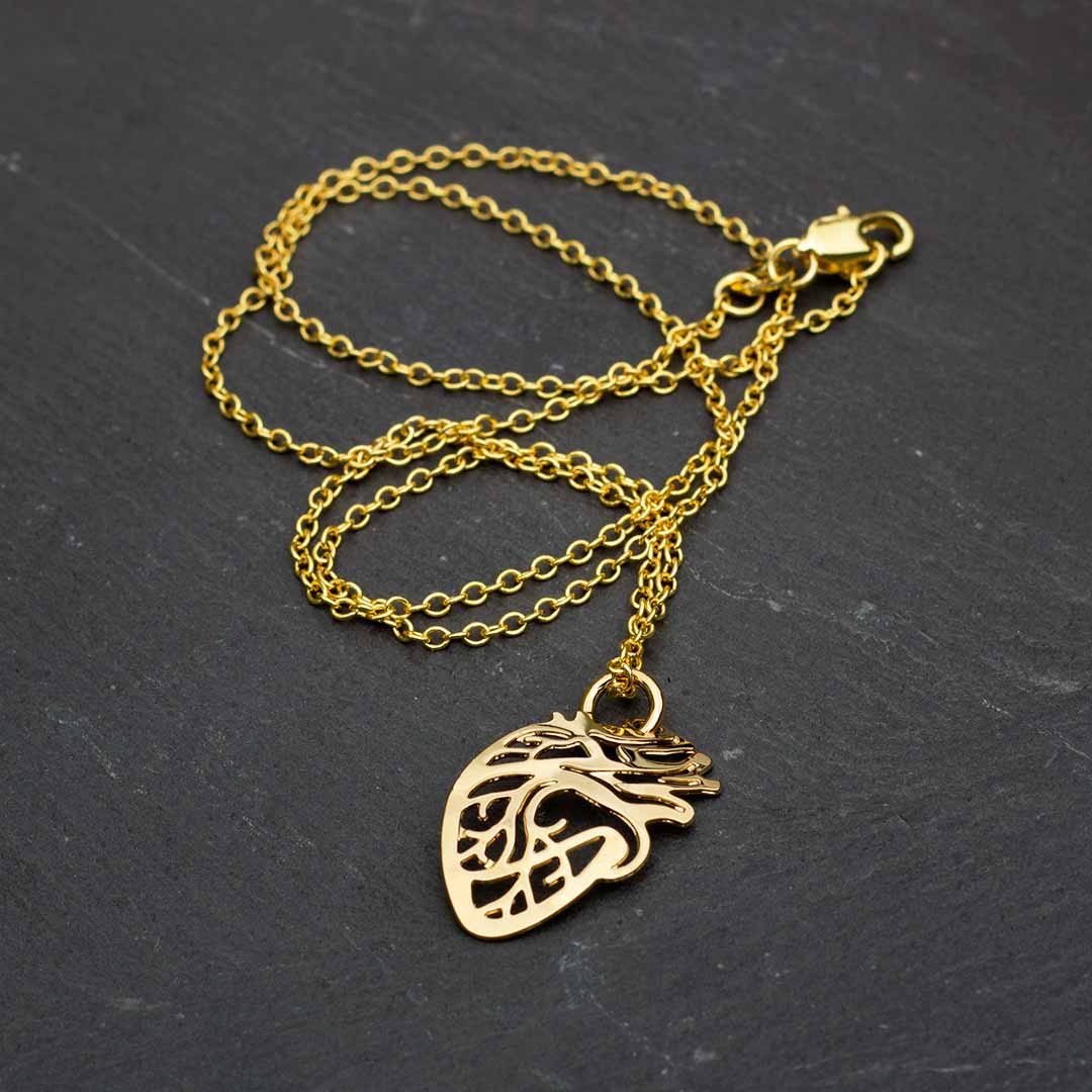 Anatomical Heart Necklace - science jewelry that makes great gifts for students and teachers in biology and medicine.