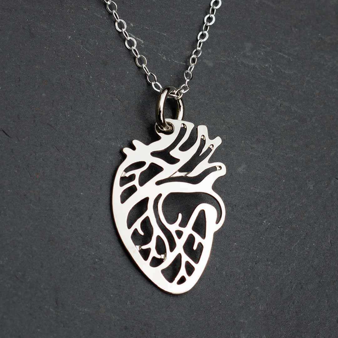 Anatomical Heart Necklace - science jewelry that makes great gifts for students and teachers in biology and medicine.
