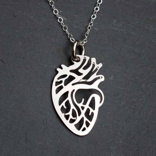 Anatomical Heart Necklace - science jewelry that makes great gifts for students and teachers in biology and medicine.
