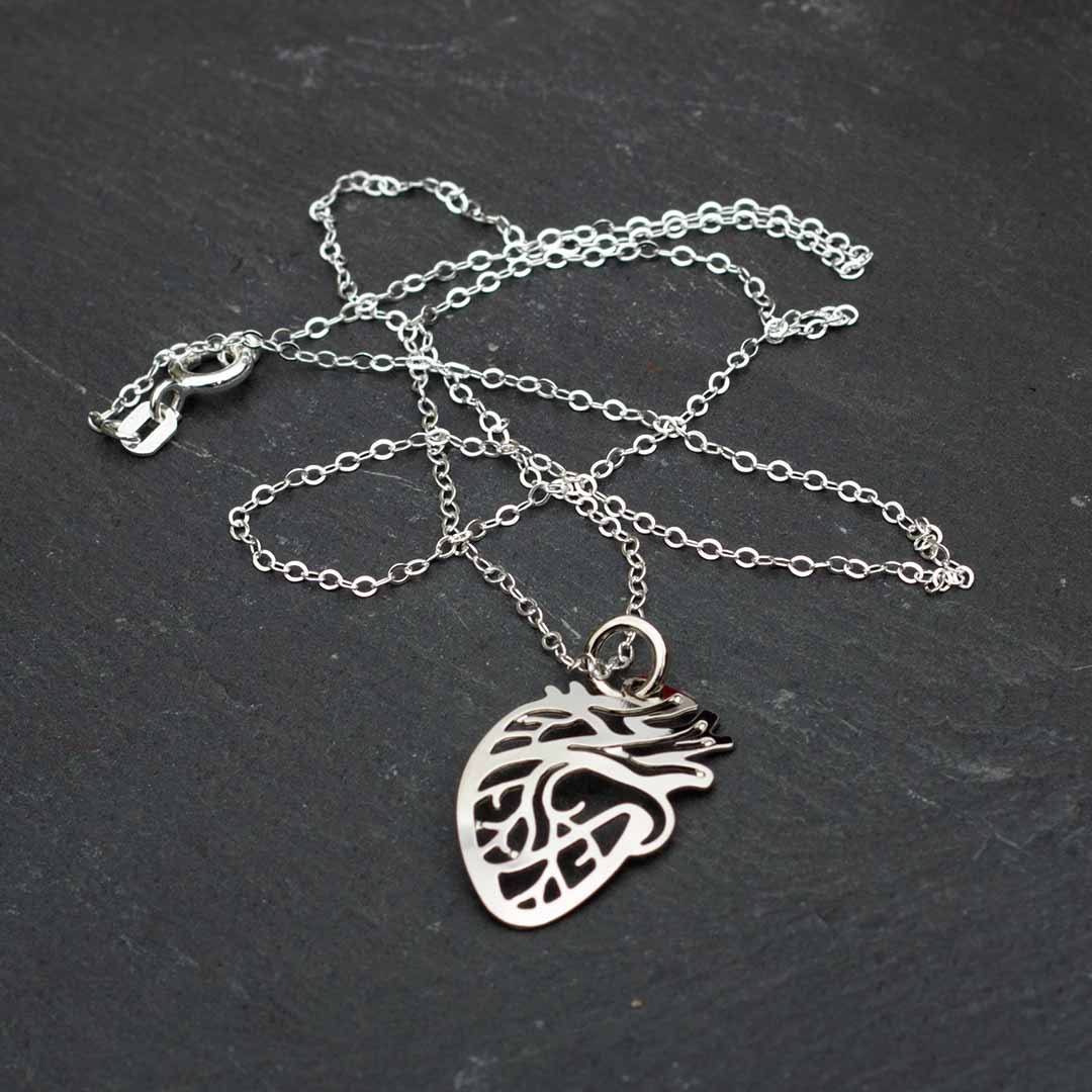 Anatomical Heart Necklace - science jewelry that makes great gifts for students and teachers in biology and medicine.