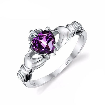 Amethyst and 925 Silver "Love" Ring