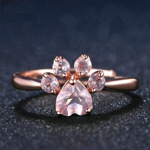Rose Quartz and 925 Silver "Patte d'Amour" ring