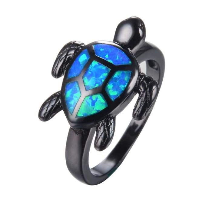 Bague Tortue en Opale Noire Bague