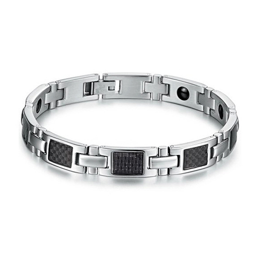 Silver on Black Stainless Steel Men's Bracelet - Florence Scovel - 1