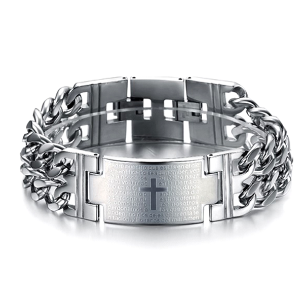 Bold Cross Stainless Steel Men's Bracelet - Florence Scovel
