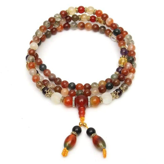 Red Quartz Buddhist Mala Bracelet