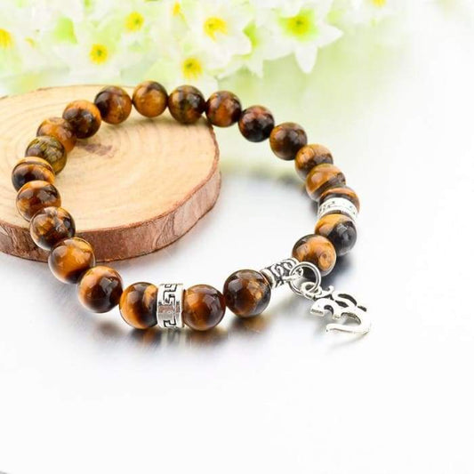 "Om" Bracelet in Tiger Eye