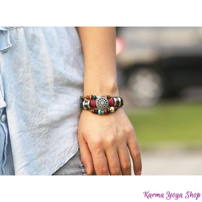 Tibetan Trio Leather Bracelet