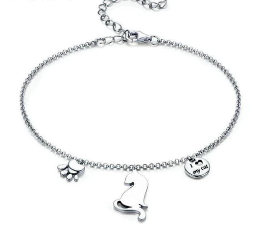 Bracelets Silver / Adjustable Classic Cat Paw Print Bracelet