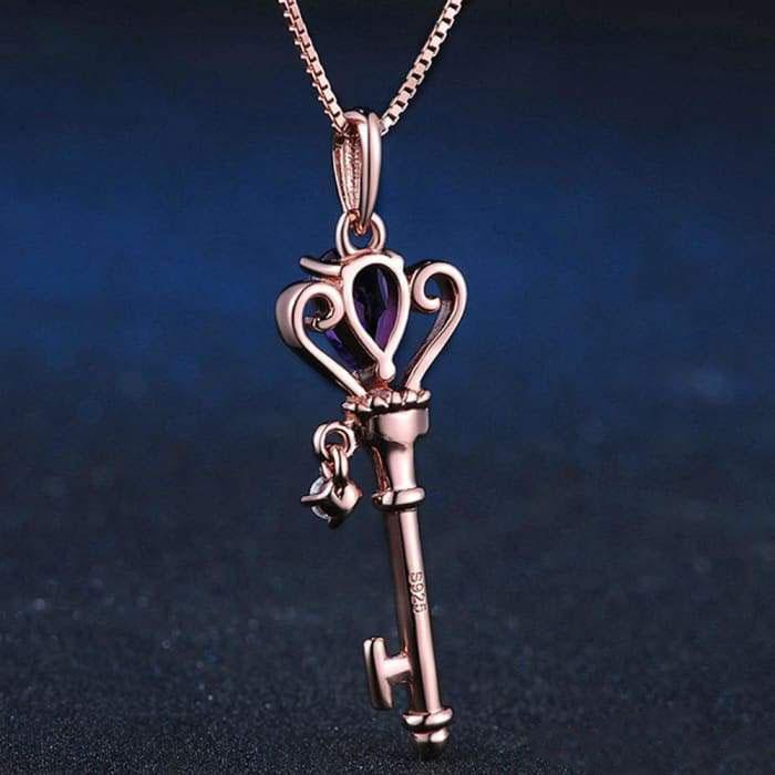 Necklace and Pendant "Key of Dreams" in Amethyst
