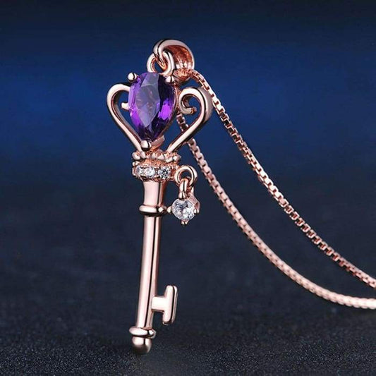 Necklace and Pendant "Key of Dreams" in Amethyst