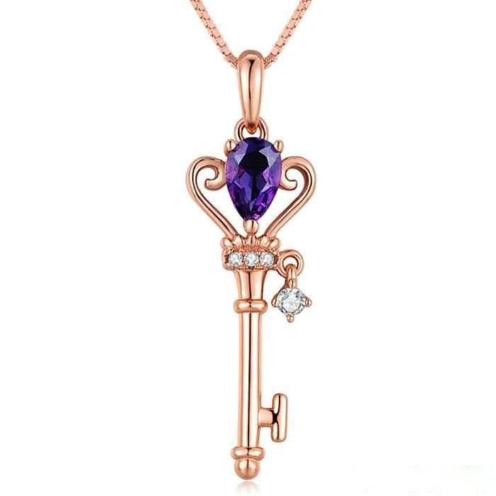 Necklace and Pendant "Key of Dreams" in Amethyst