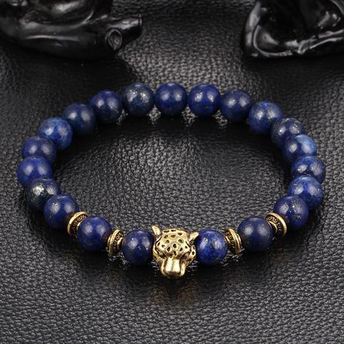 Leopard Charm Natural Stone Beads Bracelet