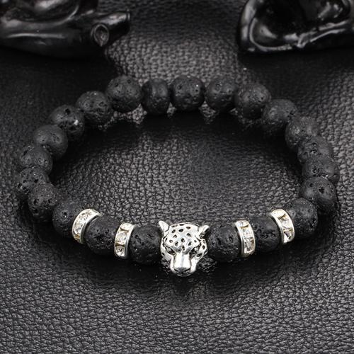 Leopard Charm Natural Stone Beads Bracelet