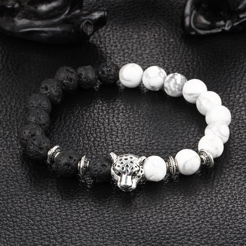 Leopard Charm Natural Stone Beads Bracelet